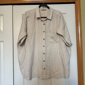 Soft Surroundings Ivy Shirt Linen Blend Short Sleeve Button Up